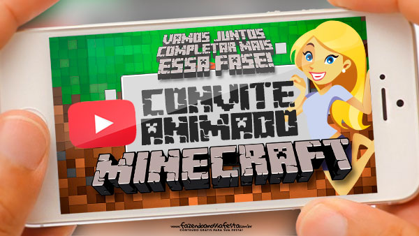 ▷ Convite Digital Aniversário de Minecraft, GRÁTIS