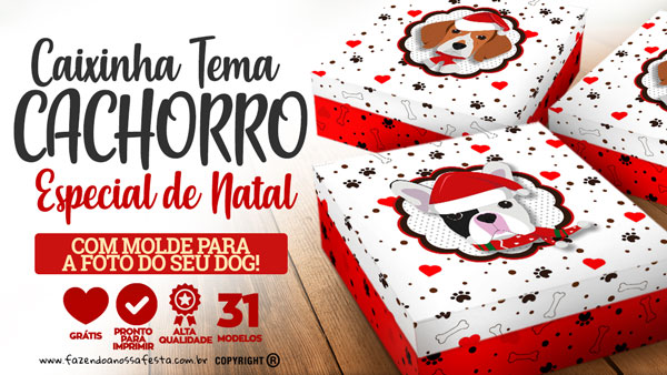 Caixa Bombom Cachorros Especial Natal Grátis para Imprimir