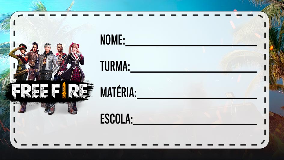 Etiqueta Escolar Free Fire