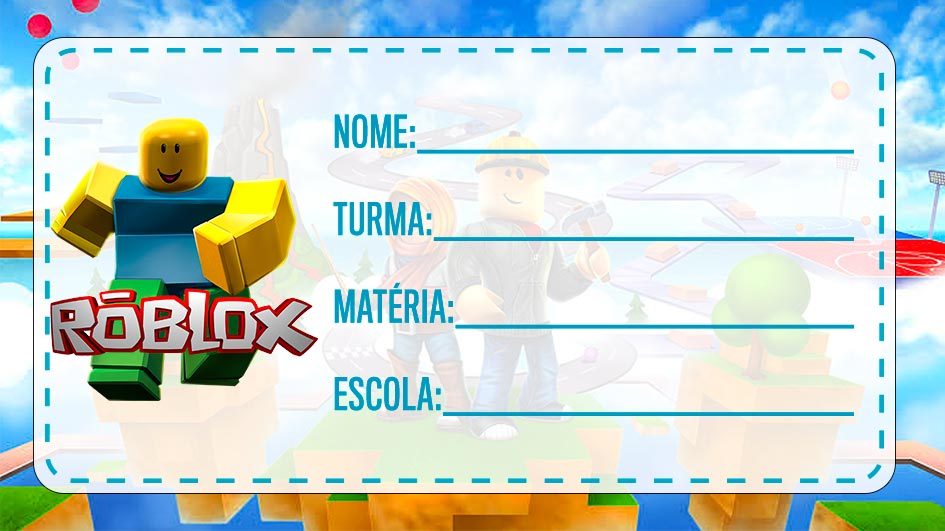 Etiqueta Escolar com Nome Roblox Girl - Fazendo a Nossa Festa