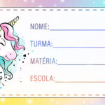 Etiqueta Escolar Unicornio Arco Iris