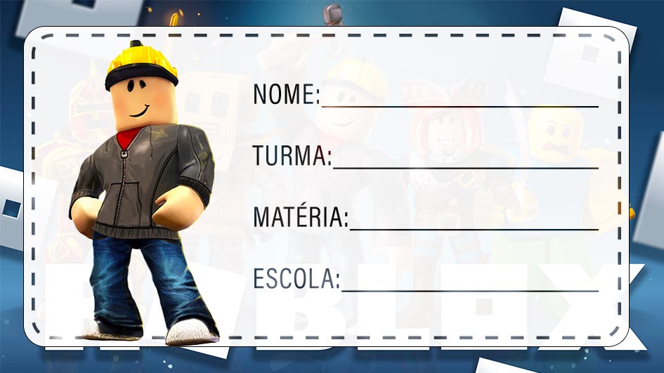 Roblox Etiqueta Escolar para Imprimir - Imagem Legal