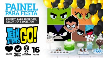 Painel Jovens Titãs usando Folhas A4 Molde Grátis para Imprimir Painel de aniversario Jovens Titas