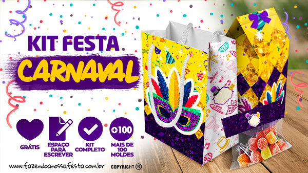 Carnaval Kit Festa Gratis para Baixar e Imprimir em Casa