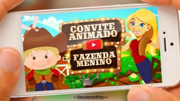 Convite Animado Fazendinha Menino Loiro Grátis Pronto para Baixar Convite animado Fazendinha Menino Loiro