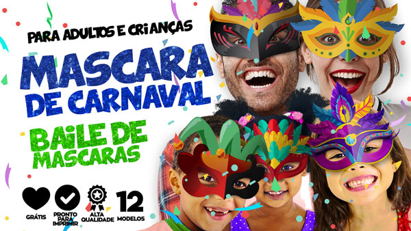 Mascaras de Carnaval coloridas para imprimir gratis