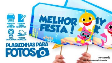 Plaquinhas para Festa Baby Shark para Baixar e Imprimir em Casa Plaquinhas para festa Baby Shark