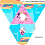 Caixa Piramide Personalizada Festa Baby Shark Rosa