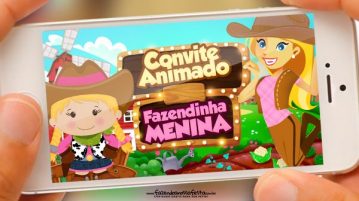 Convite Animado Fazendinha Menina Loira Grátis Pronto para Baixar Convite Animado Fazendinha Menina Loira