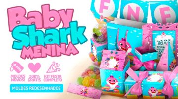 Kit Festa Baby Shark Rosa Grátis para Imprimir Kit Festa Baby Shark Rosa