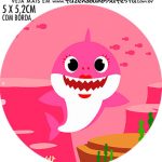 adesivo mini baleiro Festa Baby Shark Rosa