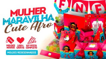 Kit Festa Mulher Maravilha Afro Cute Grátis para Imprimir Kit Festa Mulher Maravilha Afro Cute para imprimir
