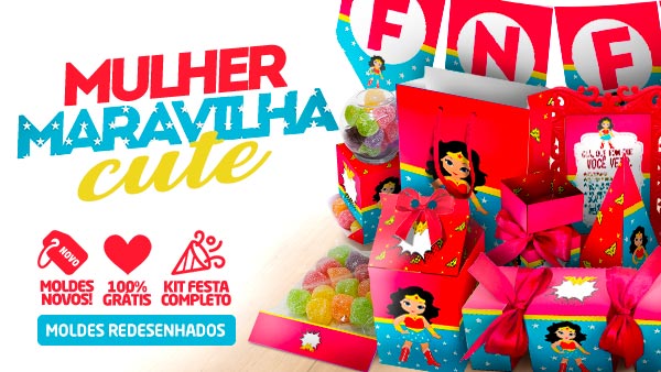 Kit Festa Mulher Maravilha Cute Grátis para Imprimir