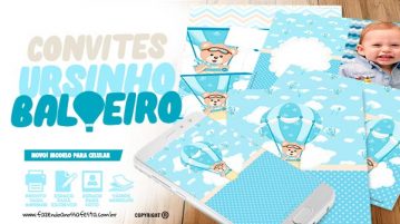 Convite Festa Ursinho Baloeiro para Editar e Imprimir Convite Ursinho Baloeiro FNF