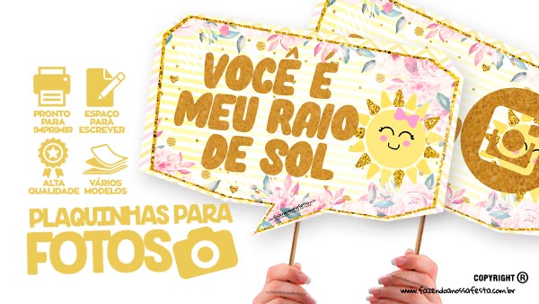 Plaquinhas para festa Raio de Sol