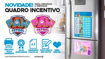 Quadro Incentivo Patrulha Canina para Imprimir de Graça Quadro Incentivo Patrulha Canina