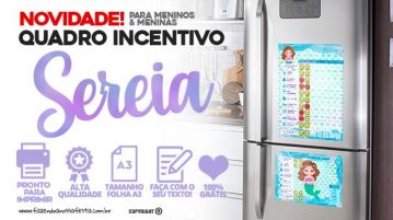 Quadro Incentivo Sereia Cute para Imprimir de Graça Quadro de regras Sereia Cute