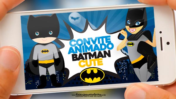 Convite Animado Batman Cute Grátis para Baixar e Editar