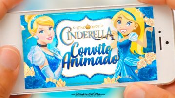 Convite Animado Cinderella Grátis para Baixar e Editar Convite Animado Cinderella Gratis