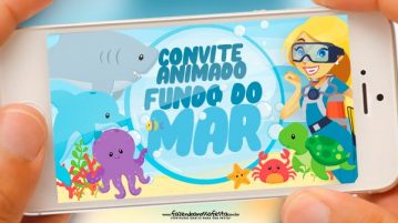 Convite Animado Fundo do Mar Grátis para Baixar e Editar Convite Animado Fundo do Mar Gratis