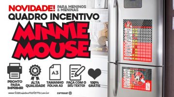 Quadro Incentivo Minnie Vermelha para Imprimir de Graça Quadro Incentivo Minnie Vermelha