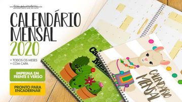 Calendário Mensal 2020 para Planner Grátis para Baixar e Imprimir Calendario Mensal 2020 para planner