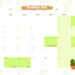Calendario Mensal Cactos Fevereiro 2020