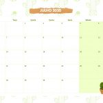 Calendario Mensal Cactos Julho 2020