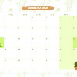 Calendario Mensal Cactos Outubro 2020