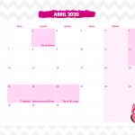 Calendario Mensal Corujinha Rosa Abril 2020