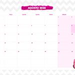 Calendario Mensal Corujinha Rosa Agosto 2020