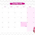 Calendario Mensal Corujinha Rosa Dezembro 2020