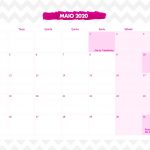 Calendario Mensal Corujinha Rosa Maio 2020