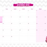 Calendario Mensal Corujinha Rosa Setembro 2020
