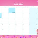 Calendario Mensal Cupcake Janeiro 2020