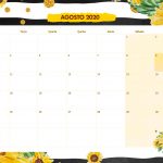 Calendario Mensal Girassol Agosto 2020