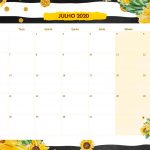 Calendario Mensal Girassol Julho 2020
