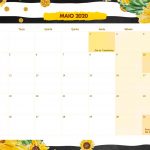 Calendario Mensal Girassol Maio 2020