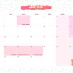 Calendario Mensal Lhama Rosa Abril 2020