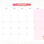 Calendario Mensal Lhama Rosa Julho 2020