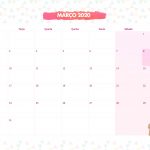Calendario Mensal Lhama Rosa Marco 2020
