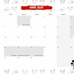Calendario Mensal Mickey e Minnie Abril 2020