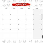 Calendario Mensal Mickey e Minnie Agosto 2020