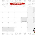 Calendario Mensal Mickey e Minnie Fevereiro 2020