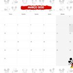 Calendario Mensal Mickey e Minnie Marco 2020