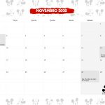 Calendario Mensal Mickey e Minnie Novembro 2020