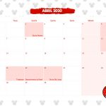 Calendario Mensal Minnie Vermelha Abril 2020