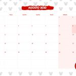 Calendario Mensal Minnie Vermelha Agosto 2020