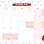 Calendario Mensal Minnie Vermelha Fevereiro 2020