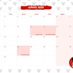 Calendario Mensal Minnie Vermelha Junho 2020